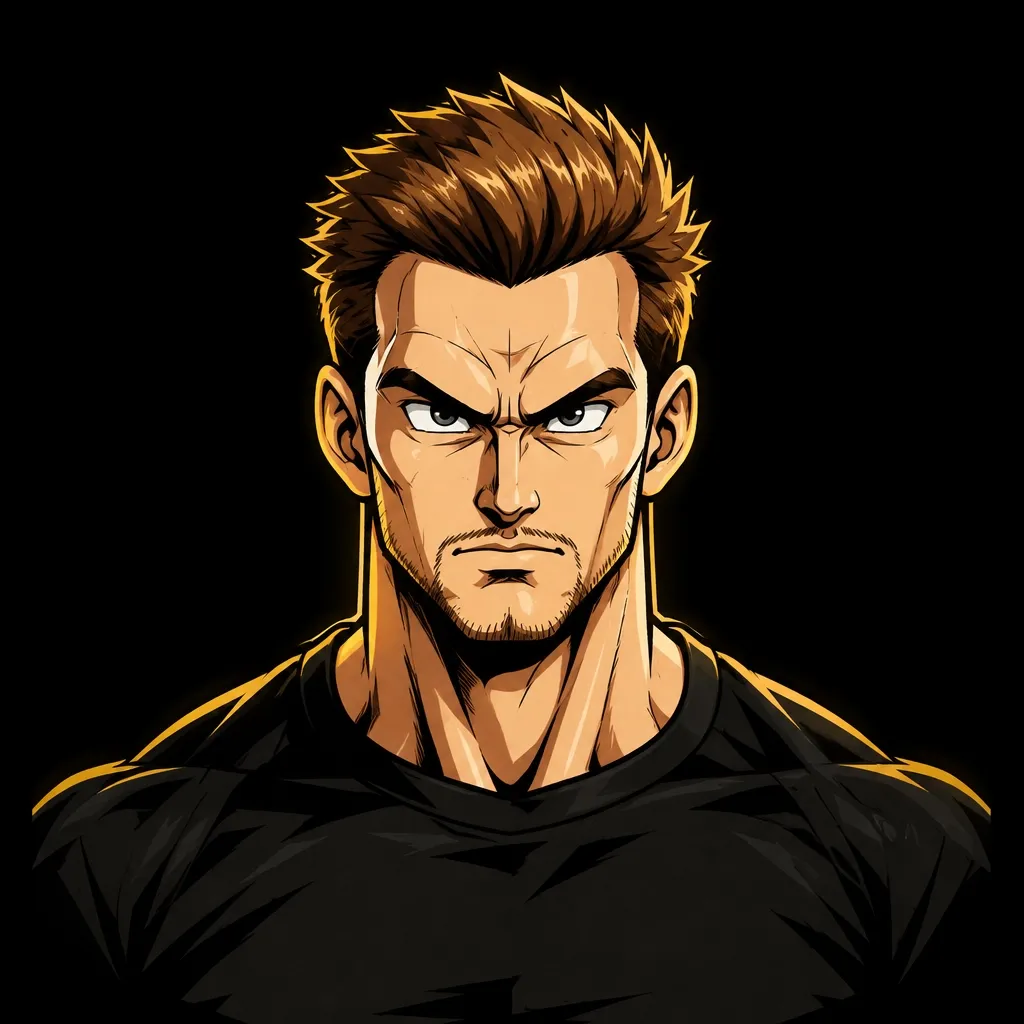 Anime avatar of a focused footballer representing sports teams