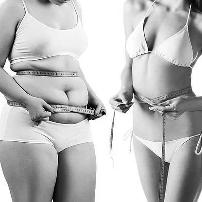 Transformation shown through a before-and-after body measurement